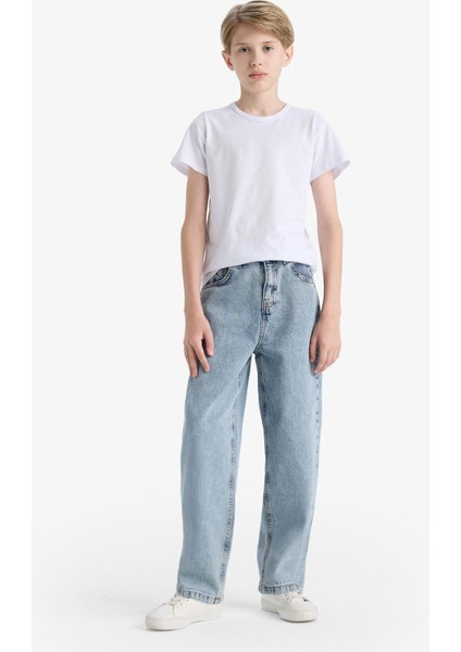 Erkek Çocuk Loose Fit Düz Paça Jean Pantolon F3379A825AU fırsatları