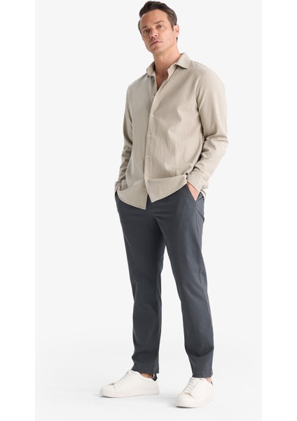 Regular Fit Normal Kesim Cepli Düz Paça Chino Pantolon D7349AX25AU