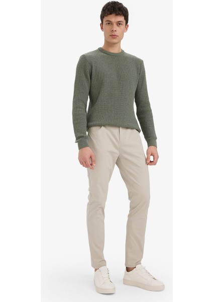 Slim Fit Dar Kesim Dar Paça Cepli Pantolon