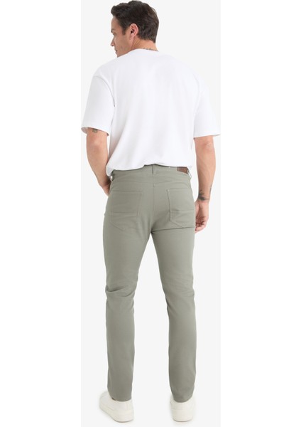 Slim Fit Dar Kesim Dar Paça Cepli Dokulu Pantolon E7959AX25AU