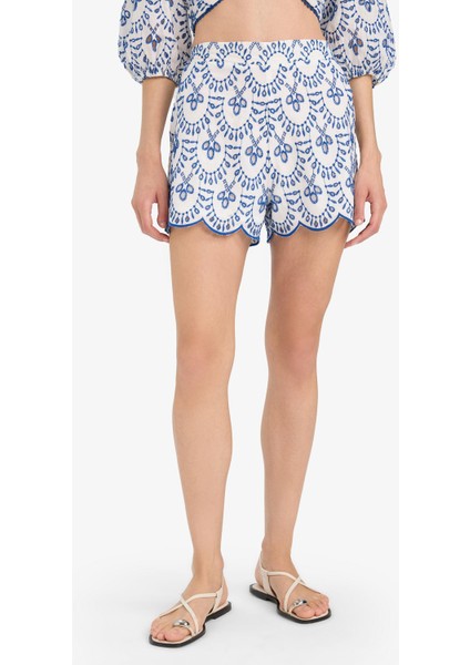 Desenli Nakışlı Brode Plaj Şortu-Fall in Love C6173AX25SM modelleri