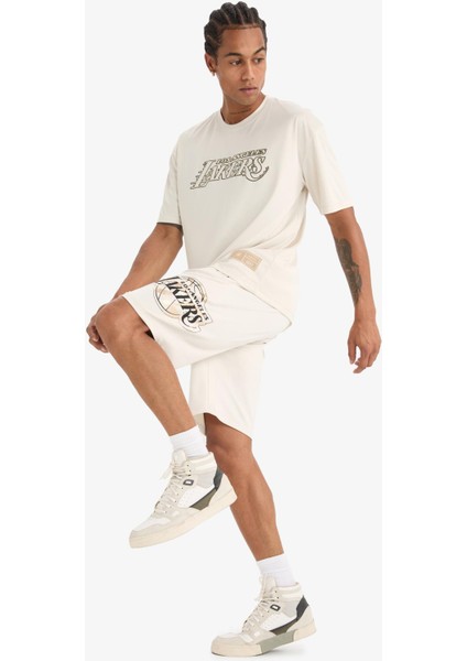 Fit NBA Los Angeles Lakers Standart Fit Kısa Paça Şort E0368AX25SP indirimleri