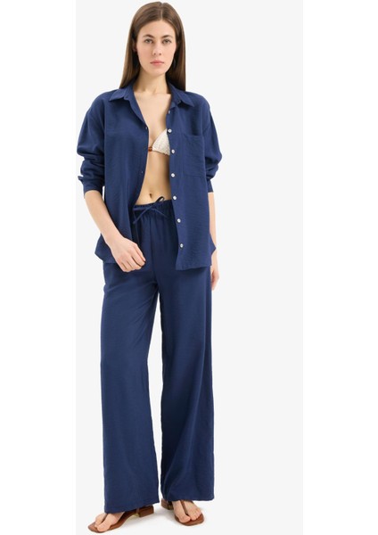 Regular Fit Beli Lastikli Plaj Pantolonu-Fall in Love E1172AX25SM