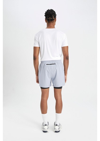 Fit Slim Fit Dar Kesim Fermuarlı Telefon Cepli Sporcu Taytlı Şort Z2147AZ24AU