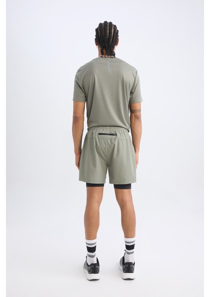 Fit Slim Fit Dar Kesim Fermuarlı Telefon Cepli Sporcu Taytlı Şort Z2147AZ25SP