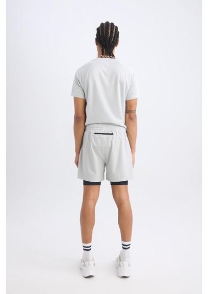 Fit Slim Fit Dar Kesim Fermuarlı Telefon Cepli Sporcu Taytlı Şort Z2147AZ25SP