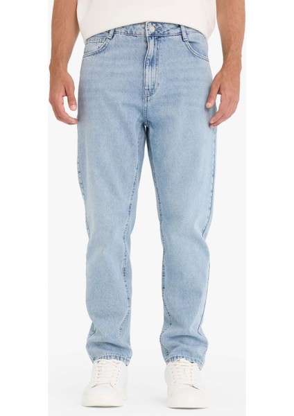 %100 Pamuk 90's Slim Fit Dar Kalıp Yüksek Bel Dar Paça Jean Yıkamalı Pantolon E1371AX25AU fırsatları