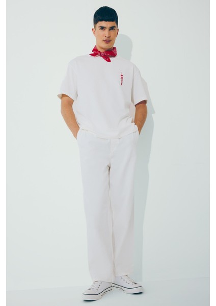 %100 Pamuk Wide Leg Beli Bağcıklı Lastikli Geniş Paça Jean Pantolon E1375AX25AU