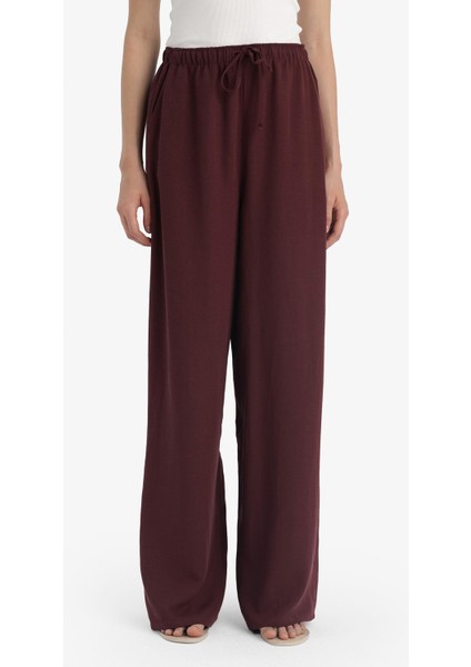 Wide Leg Cepli Yüksek Bel Standart Boy Keten Karışımlı Pantolon F5024AX25SP