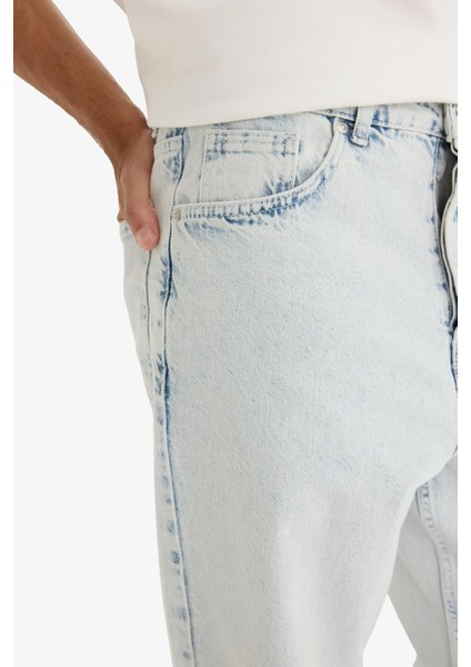 %100 Pamuk Baggy Fit Geniş Paça Jean Yıkamalı Pantolon F5669AX25AU indirimleri