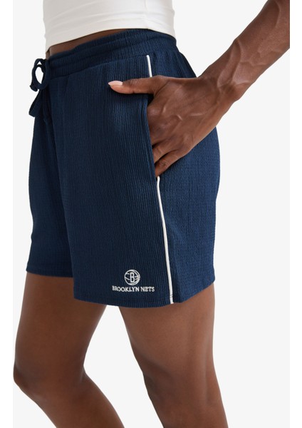 Fit NBA Brooklyn Nets Standart Fit Kısa Paça Krinkıl Kumaş Şort E3625AX25SM