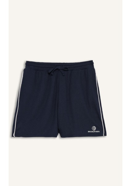 Fit NBA Brooklyn Nets Standart Fit Kısa Paça Krinkıl Kumaş Şort E3625AX25SM