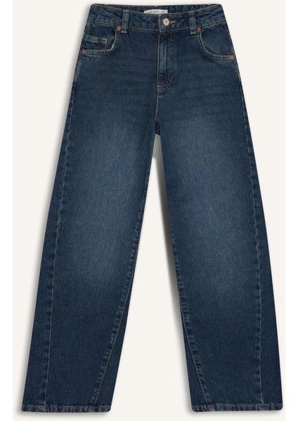 Kız Çocuk Okul Balloon Fit Geniş Paça Jean Pantolon F7541A825AU