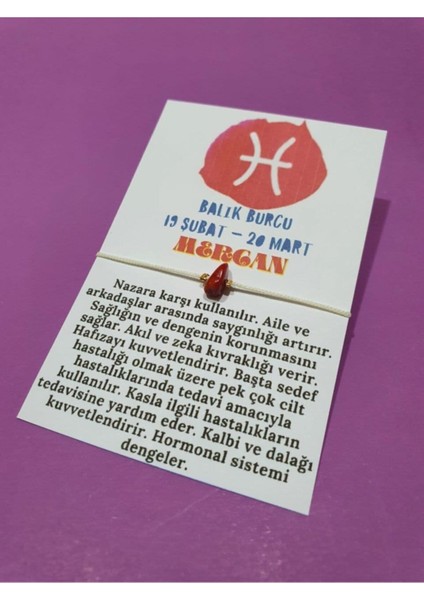 Kırmızı Mercan Burç Bileklik, Doğal Taşlı, Şık ve Zarif Takı