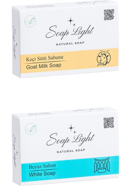 Doğal İkili Sabun Paketi - Keçi Sütü Sabunu beyaz Sabun