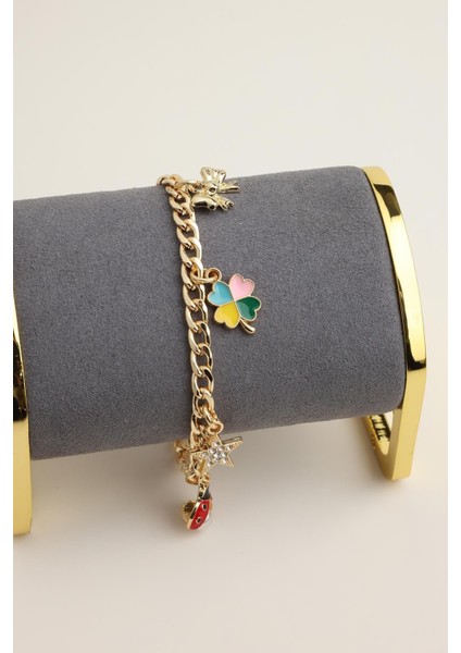 Yıldız ve Yonca Figürlü Zincir Bileklik, Şık Tasarım (17+5cm) fiyatları