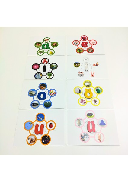 Okul Öncesi Sesli Harfler Etkinliği| Montessori Harf Tanıma Aktivitesi | Ahşap Harfler, Renkli Kartlar, Renkli Boyalar ve Fırça | Sesli Harf Eşleştirme Oyunu