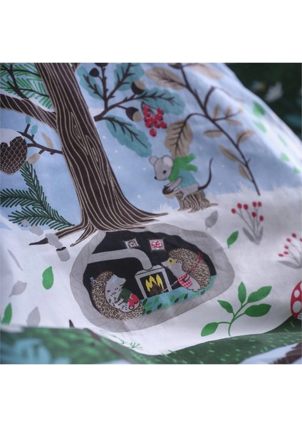 Skogsduva Çocuk Nevresim Takımı 150 x 200 - 50 x 60 cm Mavi Yeşil Pamuk Viskon Kumaş modelleri