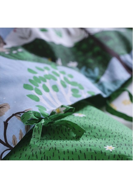 Skogsduva Çocuk Nevresim Takımı 150 x 200 - 50 x 60 cm Mavi Yeşil Pamuk Viskon Kumaş fırsatları