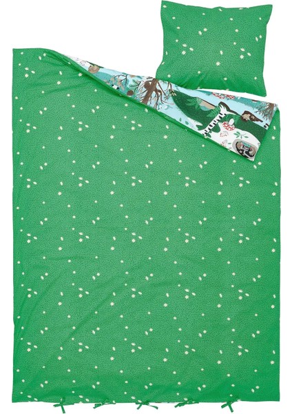 Skogsduva Çocuk Nevresim Takımı 150 x 200 - 50 x 60 cm Mavi Yeşil Pamuk Viskon Kumaş