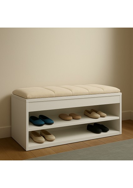 Ayakkabılık Puflu Minderli Sandıklı Kapı Önü Ayakkabılık modelleri