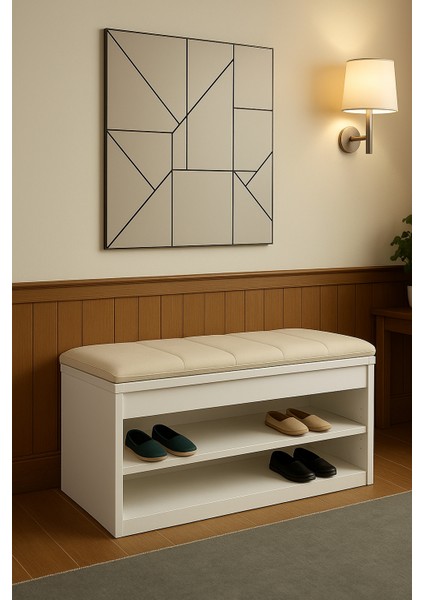 Ayakkabılık Puflu Minderli Sandıklı Kapı Önü Ayakkabılık