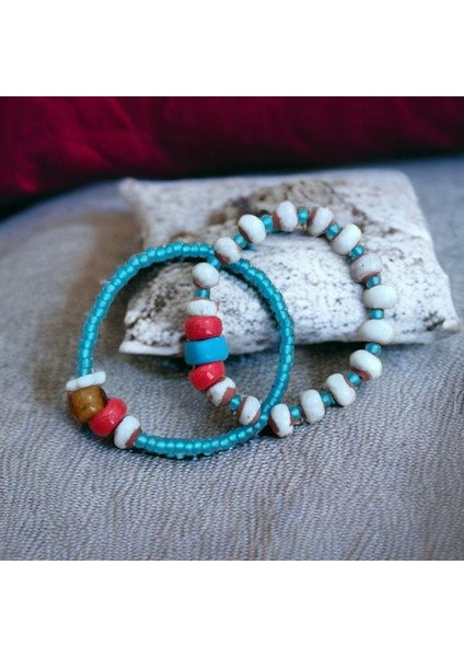 El Yapımı Renkli Toprak Bileklik Çifti, Şık ve Doğal Takı Seti