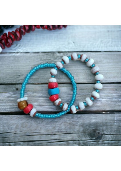 El Yapımı Renkli Toprak Bileklik Çifti, Şık ve Doğal Takı Seti fiyatları