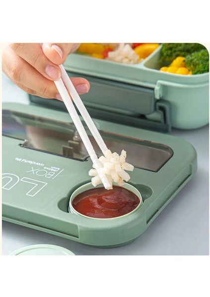 Bölmeli Öğle Yemeği Kutusu Plastik Taşınabilir Öğle Yemeği Kutusu Öğrenci Ofis Bento Kutusu Mikrodalga Gıda Kapları Çubuklar Çatal Kaşık (Yurt Dışından) fiyatları