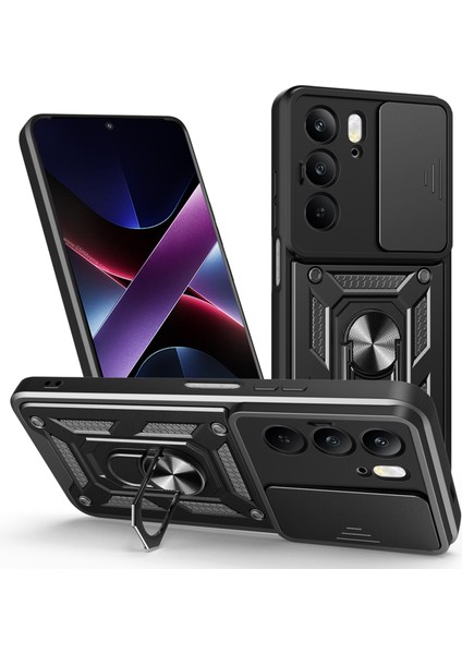 Realme C75 Pc Kılıfı + Kayar Kamera Kapağı ve Destekli Tpu Telefon Kılıfı (Yurt Dışından)