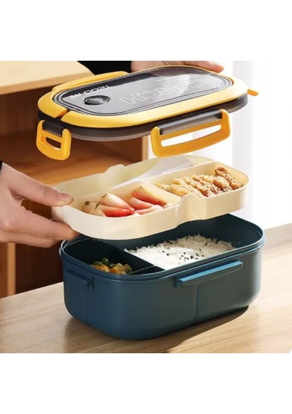 Öğrenci Öğle Yemeği Kutusu Kalınlaştırılmış Pp Plastik Malzeme Bölmesi Çift Katmanlı Öğle Yemeği Kutusu Ofis Öğle Yemeği Kutusu Isıtılabilir (Yurt Dışından) modelleri