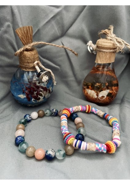 Renkli ve Şık 2 Adet Doğal Taş Bileklik, El Yapımı, Kadınlar Için Ideal Takı Seçeneği