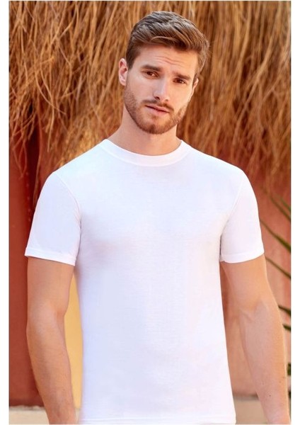 Berrak 2'li Sıfır Yaka %100 Pamuk Kısa Kollu Erkek Fanila - Atlet