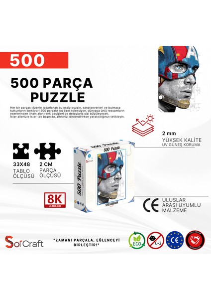 500 Parça Puzzle Süper Kahraman Fantastik Teknik Şema Detaylı indirimleri