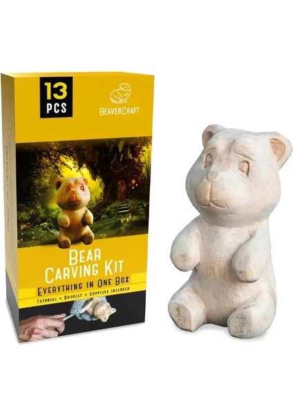 Beavercraft DIY05 Ahşap Ayı Figürü Oyma Hobi Seti
