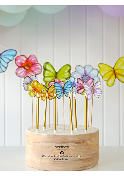 Pastel Kelebek Çiçek Konseptli Doğum Günü Balon Zinciri Kiti modelleri