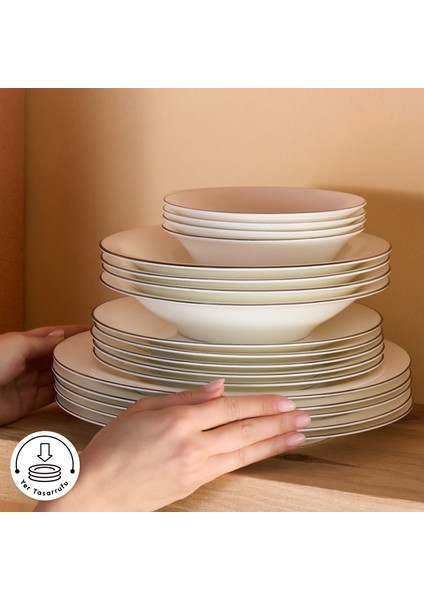 Fine Pearl Fame 55 Parça 12 Kişilik Yemek Takımı Platin