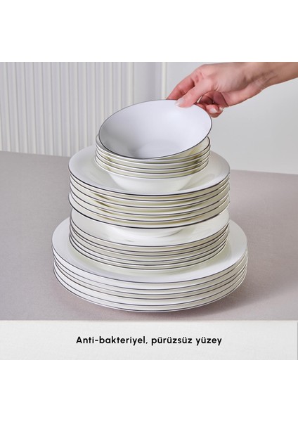 Fine Pearl Fame 55 Parça 12 Kişilik Yemek Takımı Platin