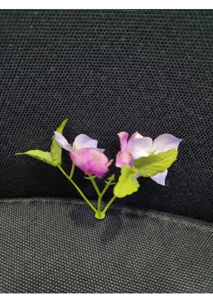 Pastel Tonlarda Dekoratif Suni Çiçek Buketi – 5 Dal – Mor & Pembe Geçişli Minyatür Yapay Çiçek Demeti