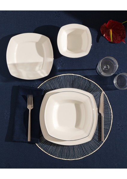 Noya 6 Kişilik 24 Parça Yemek Takımı - Beyaz/silver