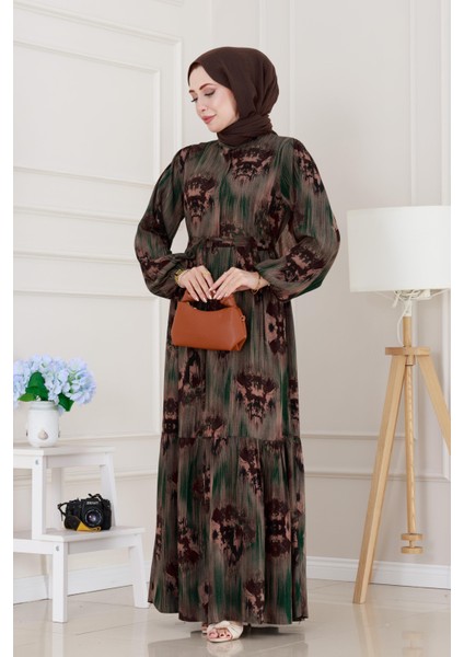 Beli Tünelli Hera Viscon Elbise-Yeşil fiyatları