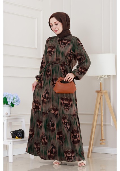 Beli Tünelli Hera Viscon Elbise-Yeşil modelleri