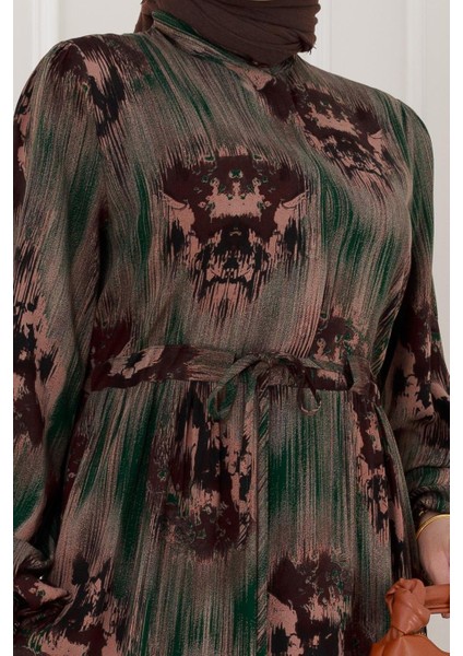 Beli Tünelli Hera Viscon Elbise-Yeşil fırsatları