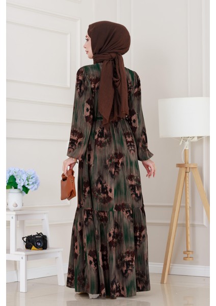 Beli Tünelli Hera Viscon Elbise-Yeşil indirimleri