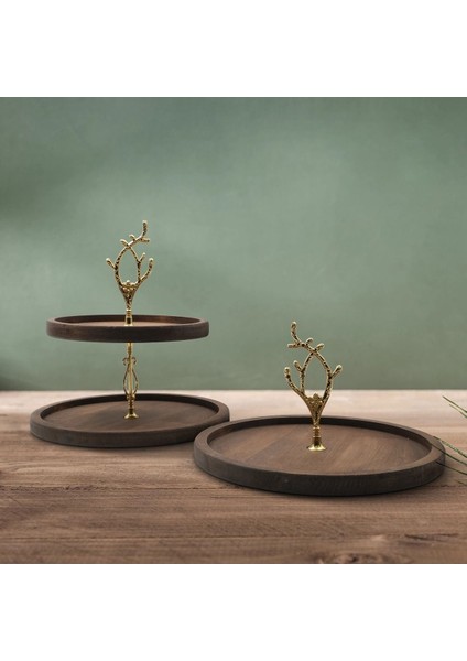 2 Katlı ve Tek Katlıyuvarlak Kulp Desenli Kulp Ahşap Kek Pasta Sunumluk Standı, Servis Sunum Tabağı, modelleri