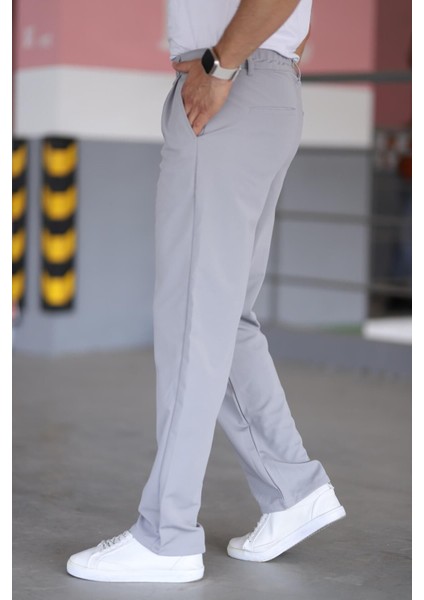 Çift Pileli Gri Renk Beli Yarım Lastikli Kaliteli Rahat Kesim Örme Baggy Pantolon fiyatları