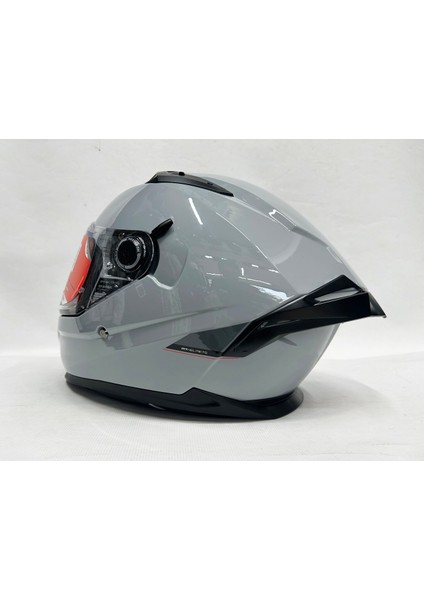 Braker Sv Nardo Gri Parlak Renk A12 - Şefaf Vizörlü- Iç Güneş Vizörlü - Motosiklet Kaskı V-28B