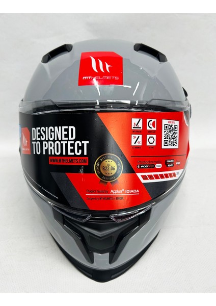 Braker Sv Nardo Gri Parlak Renk A12 - Şefaf Vizörlü- Iç Güneş Vizörlü - Motosiklet Kaskı V-28B