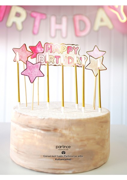 Pembe Tema Happy Birthday Yazılı Doğum Günü Balon Zincir Seti Pembe Konseptli Doğum Günü Süsü