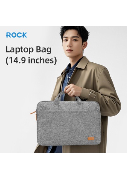 Su Geçirmez Kumaş 14.9 Inc Uyumlu Laptop Notebook El Çantası Gri